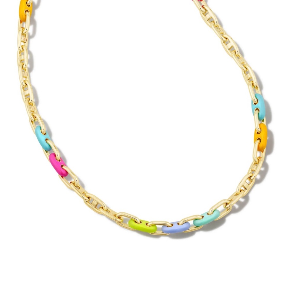 Bailey Gold Chain Necklace in Rainbow Multi Mix